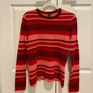 Red pink & burgundy stripped Naadam cashmere sweater